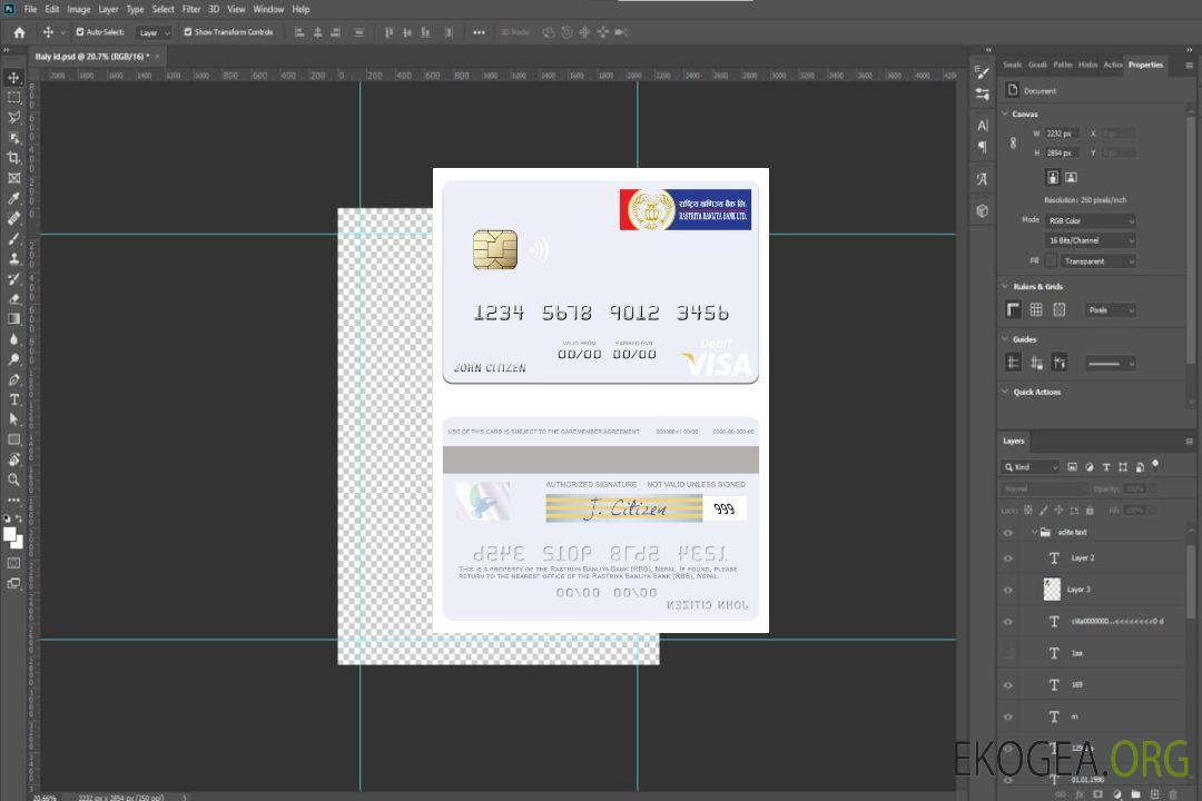 Carte de débit visa Népal Rastriya Banijya Bank (RBB) template